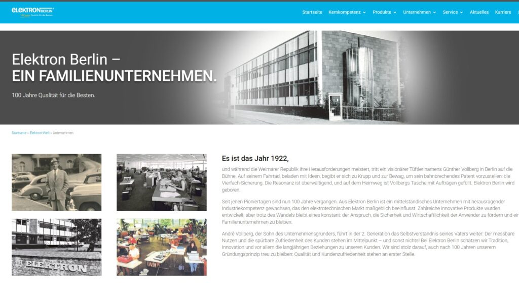 Screenshot Homepage Elektron Berlin